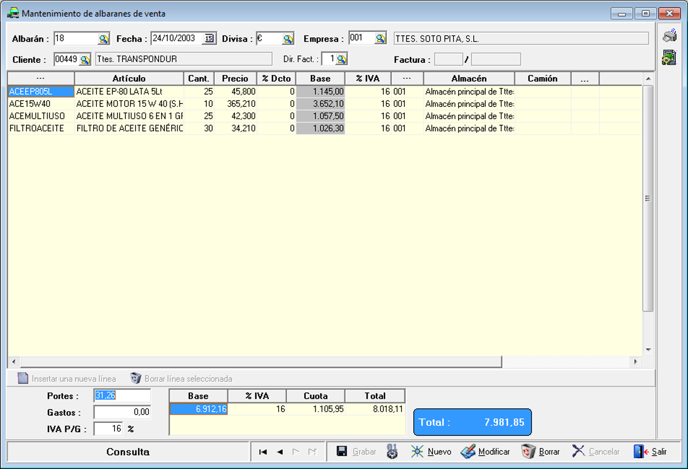 Albaranes de compra Albaranes de compra